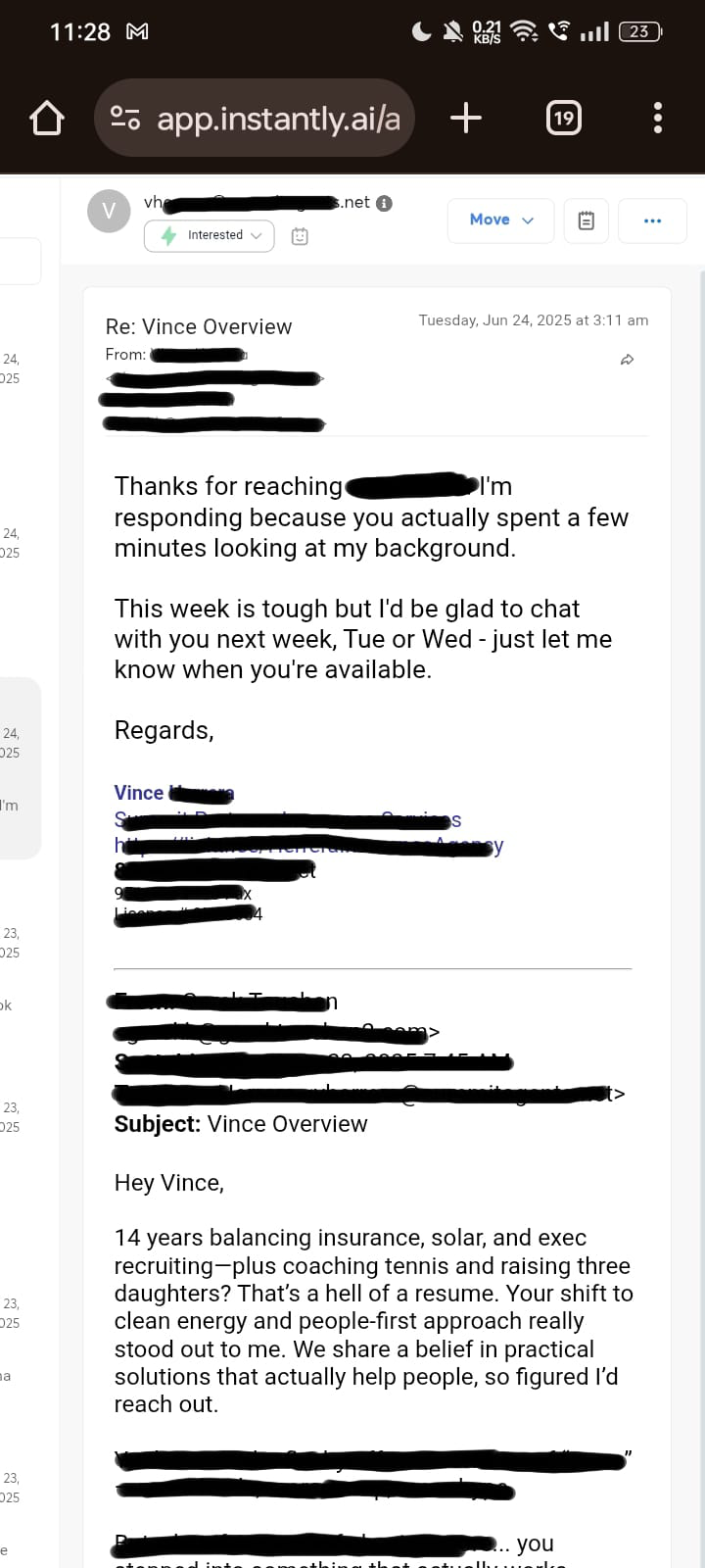 Positive reply from prospect